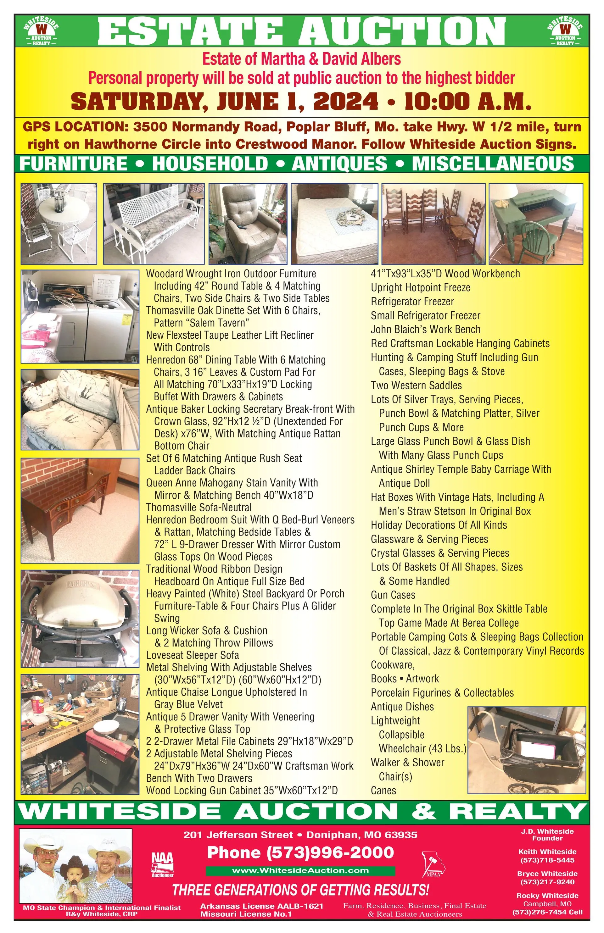 Whiteside Auction June 1st Flyer