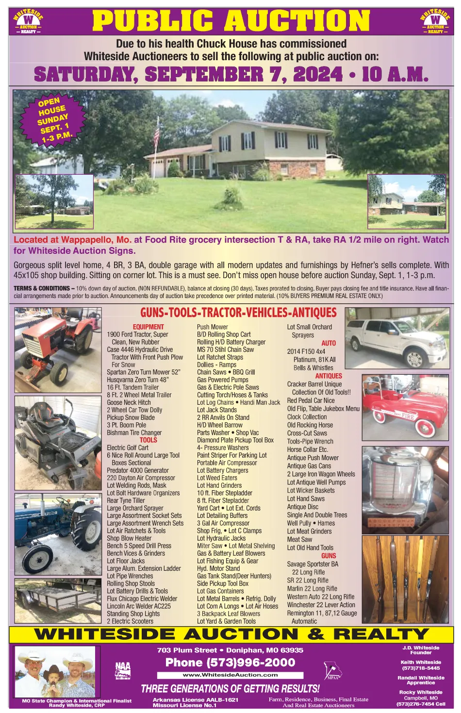 A poster for a public auction on september 7th